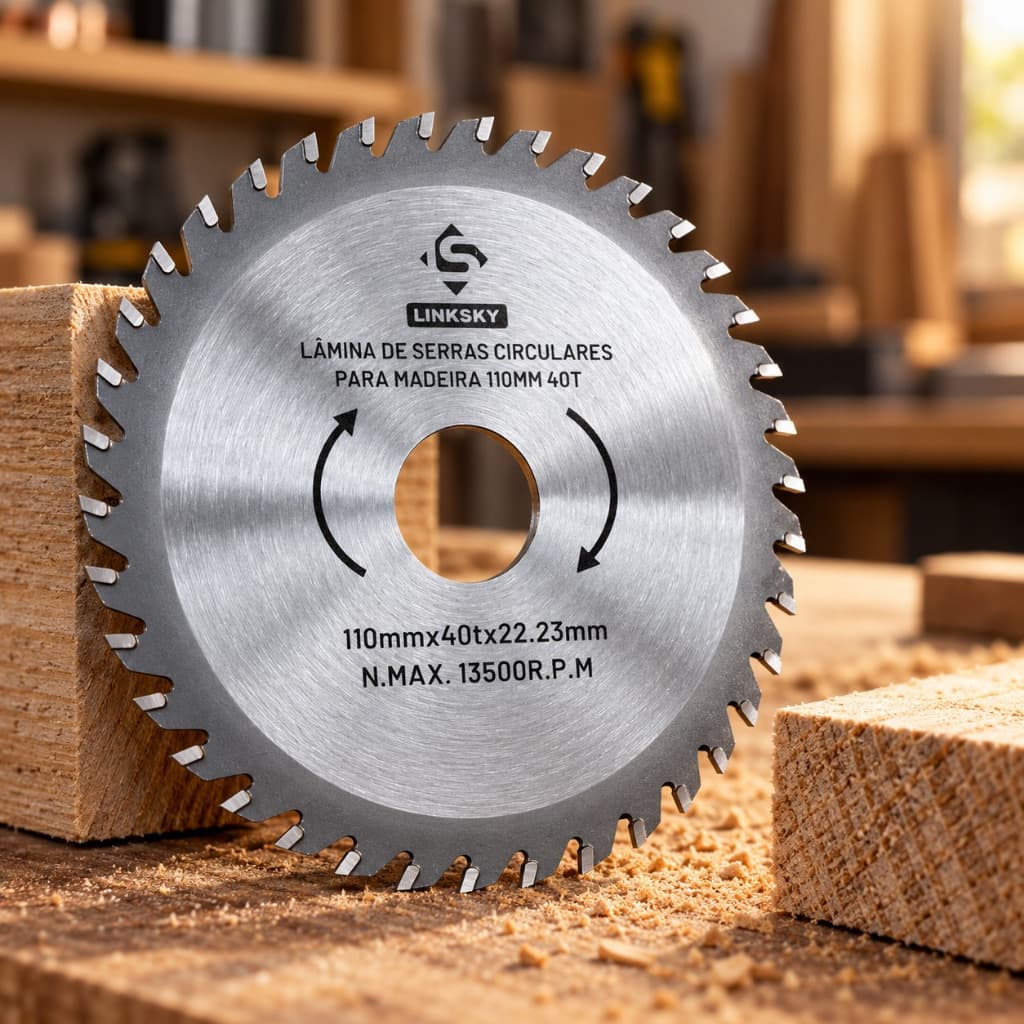 Disco de Corte Madeira 110mm 40 Dentes Serra Circular Esmerilhadeira Serra Mármore MDF Compensado