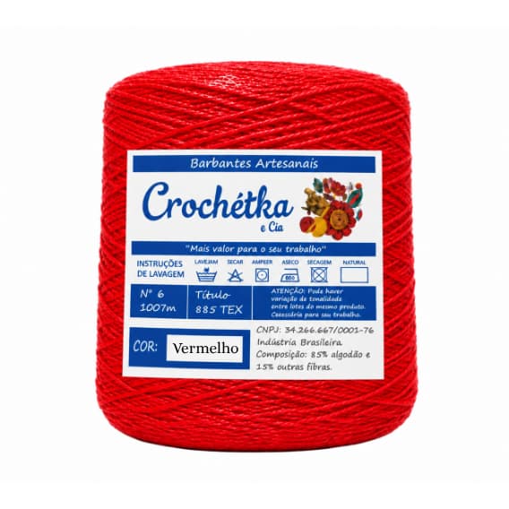 1 Cone Barbante Crochétka 1Kg Fio 6 ou fio 8 Para Crochê - Qualidade E Maciez