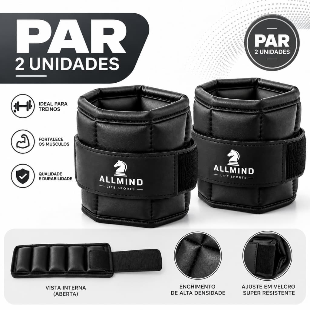 Kit Caneleira de Academia Par Caneleira Fit 2kg 4kg 6kg 8kg 10kg Academia Musculação Fitness Treino Funcional Tornozelo