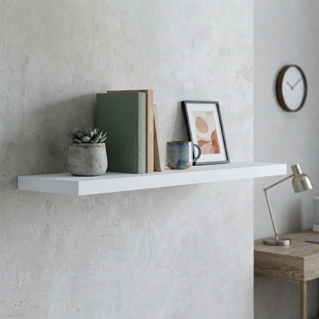 Prateleira Suporte Invisível Parede 70x20 MDF Branco Multiuso Quarto Sala Cozinha Decorativa