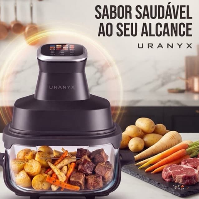 AirFryer Fritadeira Digital Uranyx 4L 1500w de Vidro Tela Touch 110-220v Envio Imediato