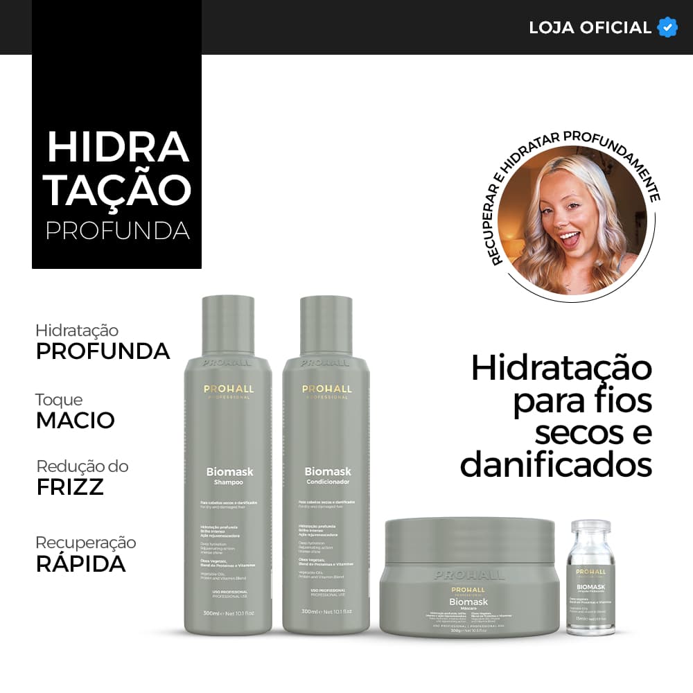 Kit Ultra Hidratante Biomask Home Care + Ampola