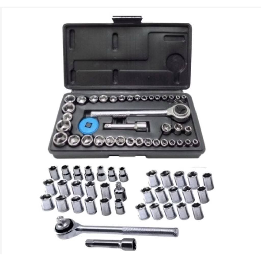 Kit De Ferramentas 40 Peças Cinzenta Jogo De Soquetes Chave Catraca Reversível Com Maleta Jogo Completo RBG