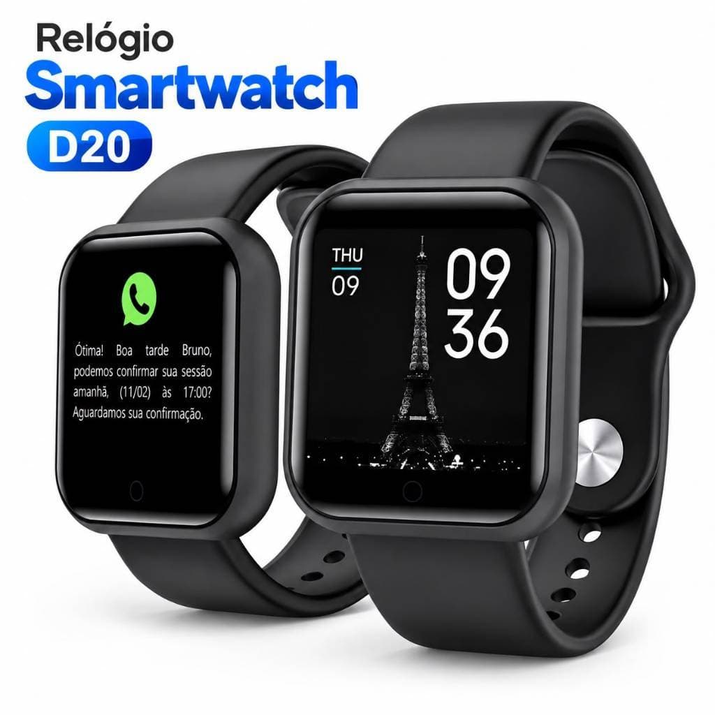 Relógio Smartwatch D20 Bluetooth Relógio Inteligente Foto na Tela Relógio Unissex