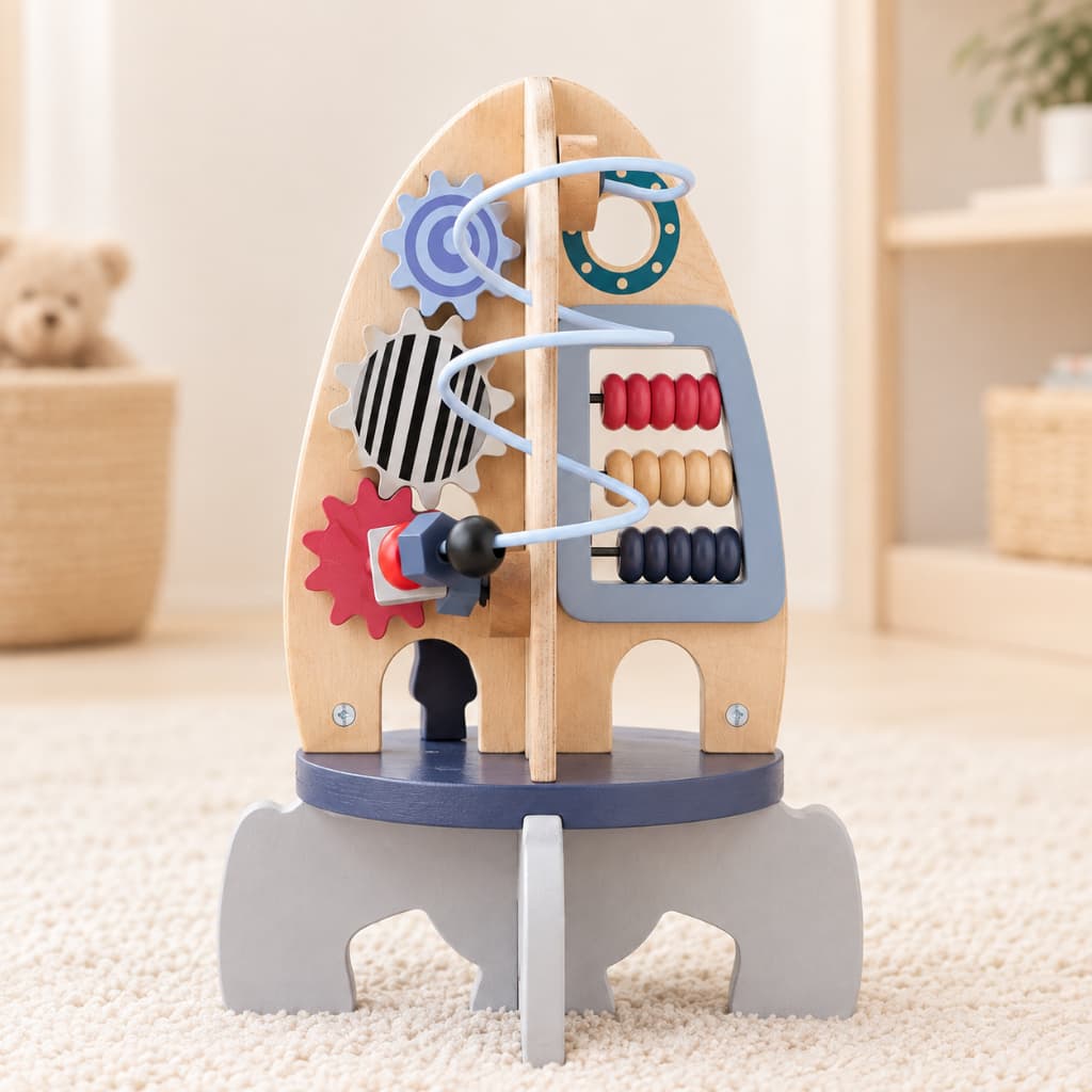 Foguete Educativo de Madeira Aramado Multifuncional – Brinquedo Educativo, Presente Infantil
