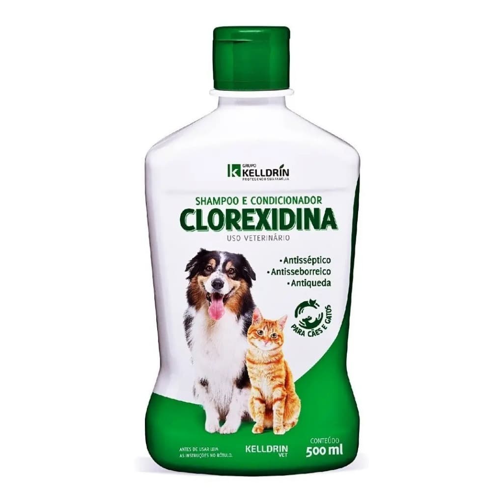 Clorexidina Shampoo E Condicionador 5 Em 1 - 500ml Kelldrin para cães e gatos - petshop