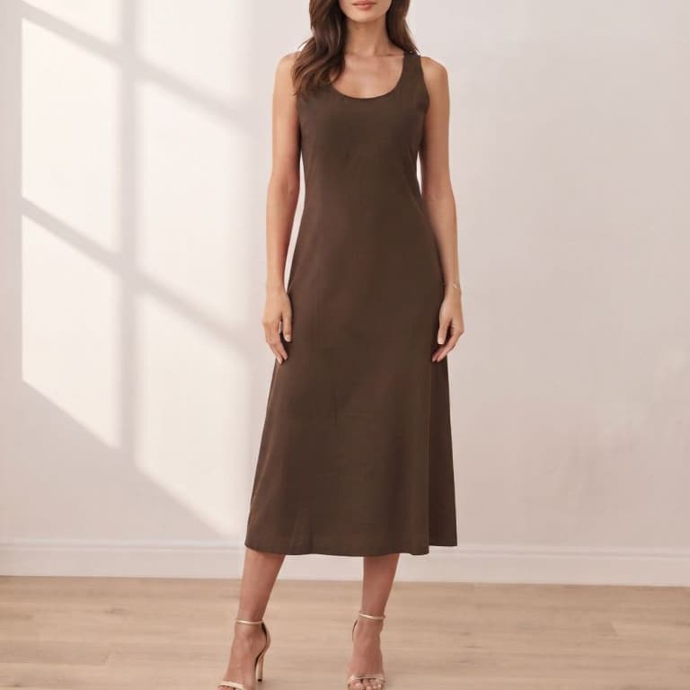 DUOUNO MODAS - VESTIDO REGATA MIDI FEMININO DE ALFAIATARIA EM VIES COM LENÇO- VESTIDOS ELEGANTES FEMININA Primavera e Ve