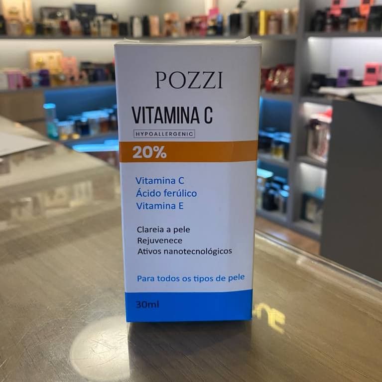 Sérum Facial POZZI Vitamina C 20% Hipossilergênico com Vitamina E e Ácido ferúlico 30ml