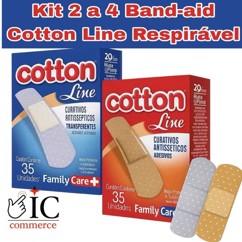Kit 2 a 4 Curativo Band-Aid Family Care C/35 Unidades Cotton Line | Proteção Diária, Alta Fixação, Original
