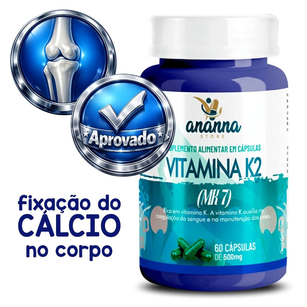Vitamina K2 MK7 60caps 500mg Saude Ossea Suplemento de Alta Qualidade Premium
