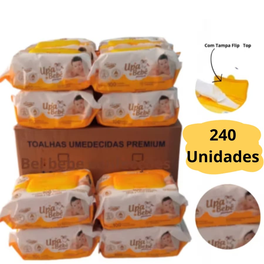 240 Unidades Lenços Umedecidas Upa Bebê Premium Com Tampa  Produto de Qualidade