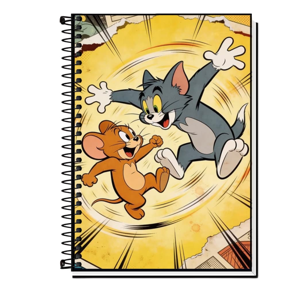 Caderno Tom e Jerry Capa Dura e Espiral 1 10 15 e 20 Matérias Escolar Universitário Gamer Resistente
