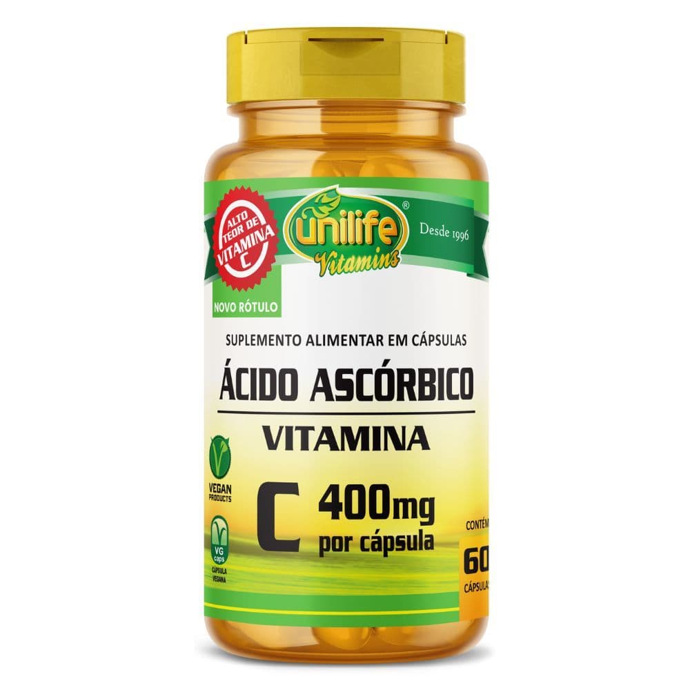 Vitamina C Ácido Ascórbico 60 Cápsulas Unilife Suplemento Vitamina C