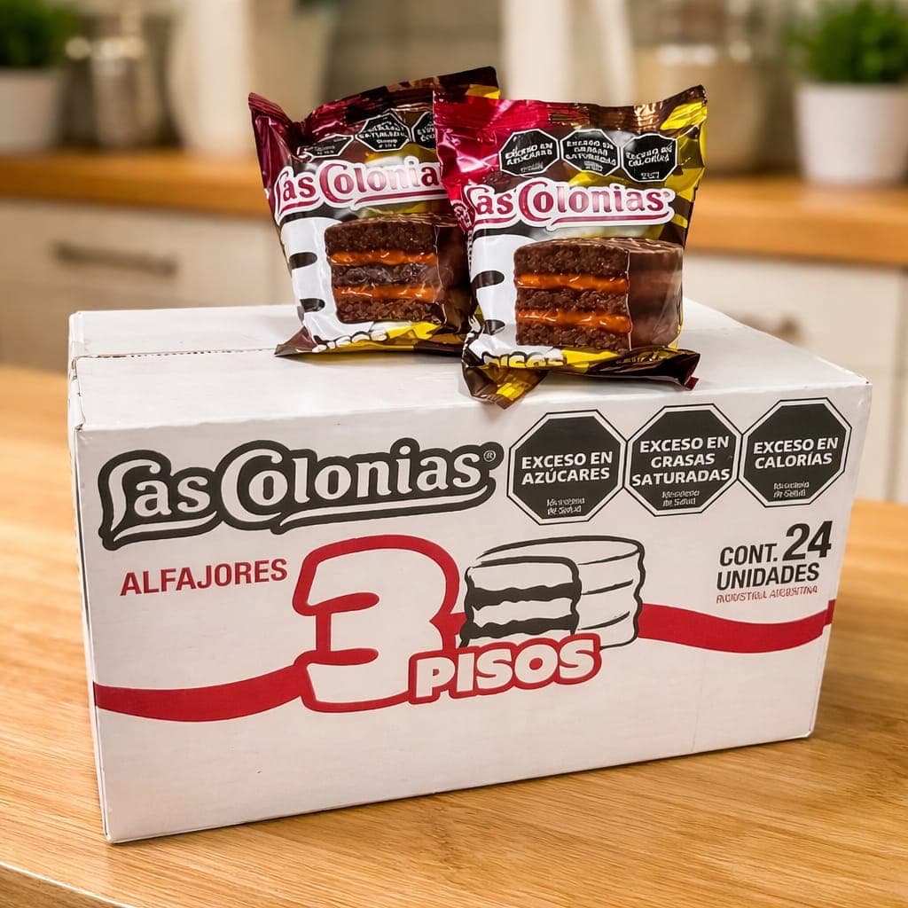 Alfajor Las Colonias 3 Pisos Chocolate Preto – Caixa com 24 Unidades – Importado da Argentina