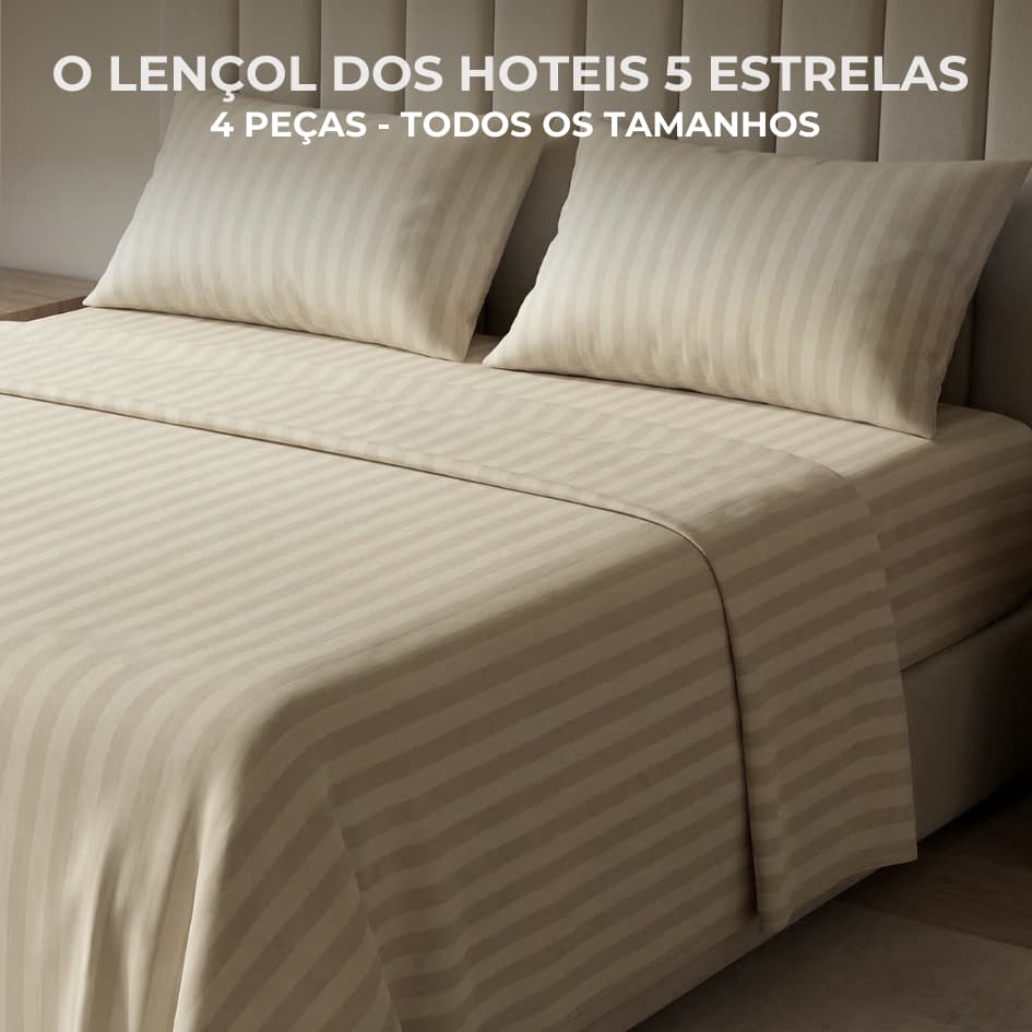Jogo de Lençol Padronado Micro Percal Penteado 500 Fios Cama Solteiro Casal Queen King