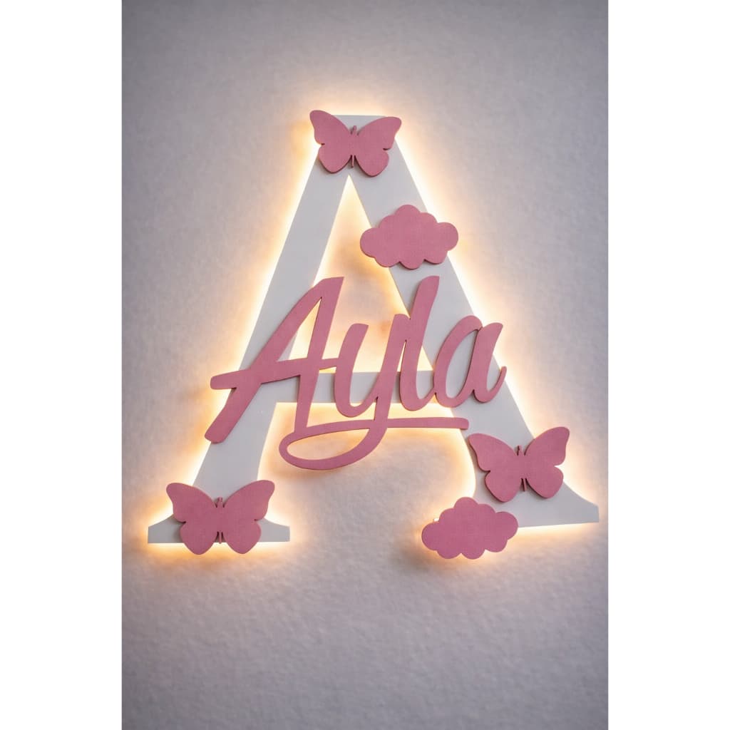 Luminária Infantil Personalizada com Nome MDF LED – Letra Inicial Decorativa Quarto