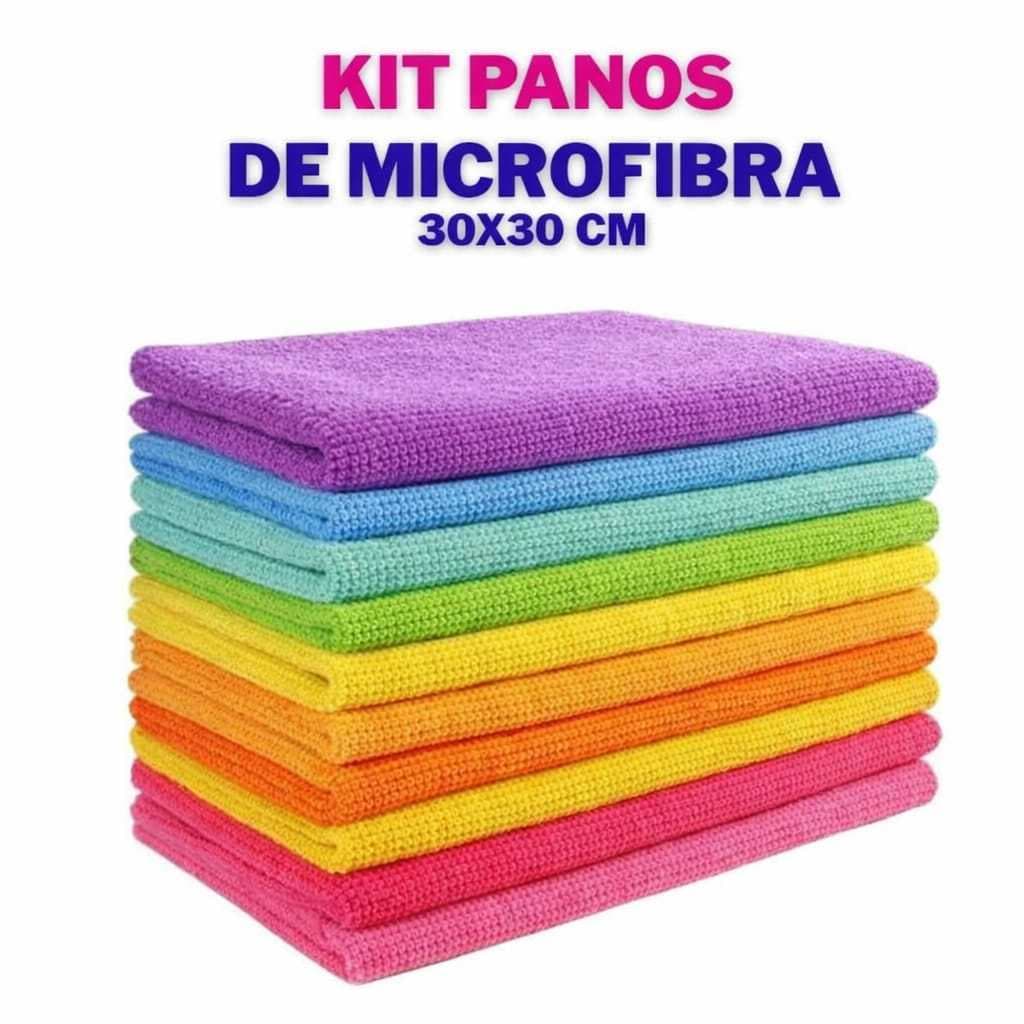 Panos de Microfibra 30cm Kit com 20 Flanela Grande Limpeza de Carro Vidro Pia Limpeza Geral Multiuso
