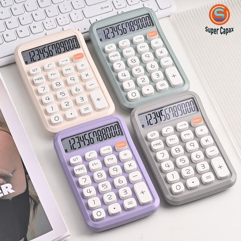 Calculadora colorida 12 dígitos teclado mecânico de teclas grandes adequada para material escolar de escritório