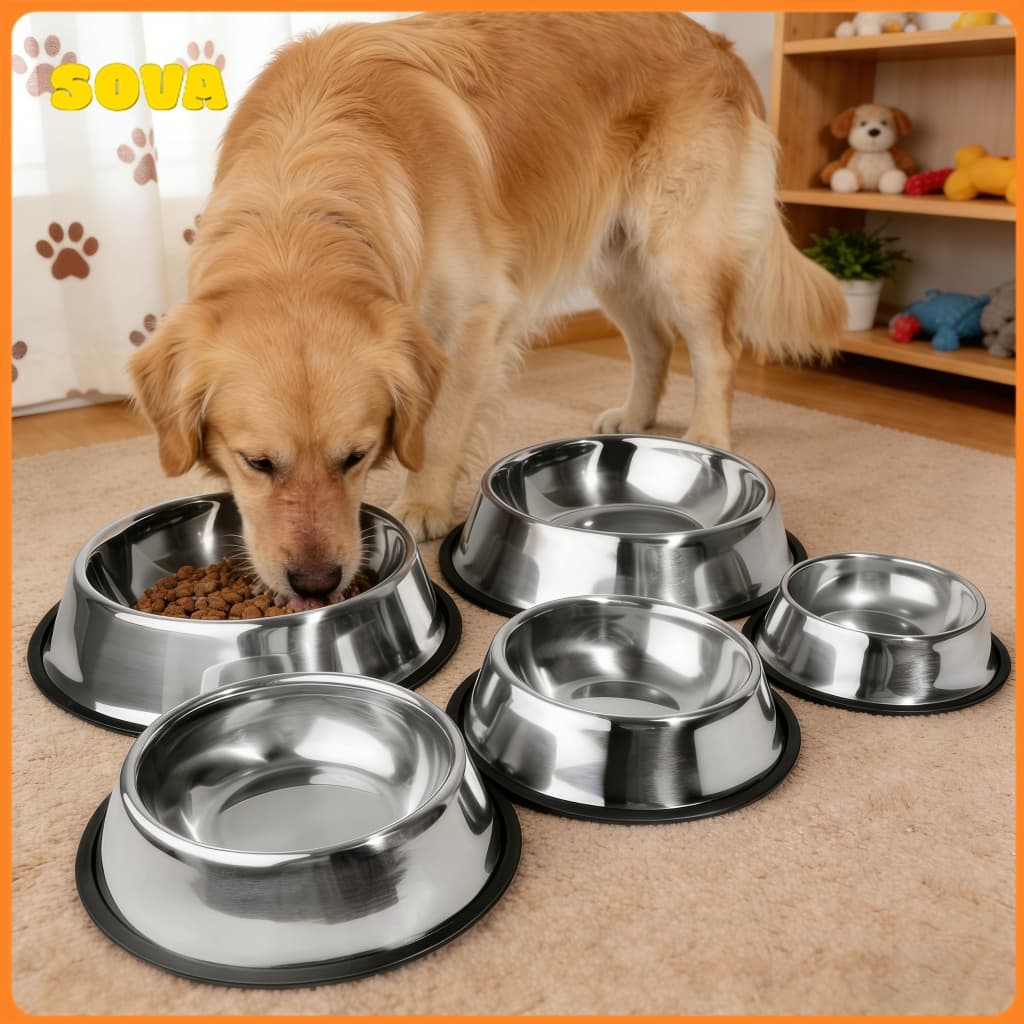 Cachorro Pote De Ração Água E Ração Antiderrapante Resistente Aço Inox Animais Estimação para Gatos e Cães