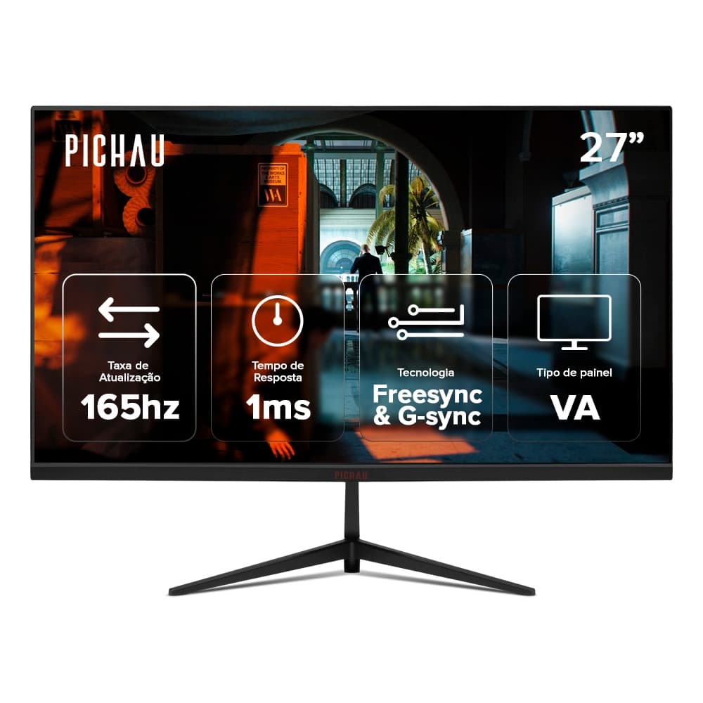 Monitor Gamer Pichau Athen V4 Ultra, 27 Pol, VA, QHD, 1ms, 165Hz, HDMI/DP, PG-ATH27V4U-BL04
