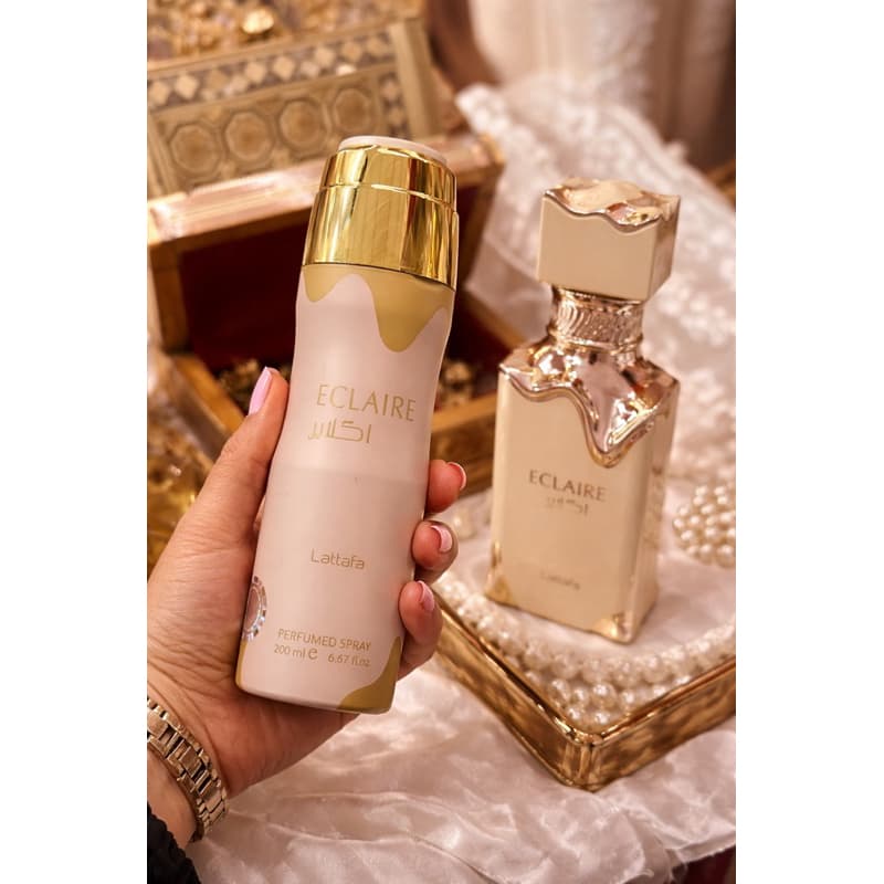 Perfume Body Spray Eclaire Lattafa 200ml Feminino Importado Doce Sofisticado