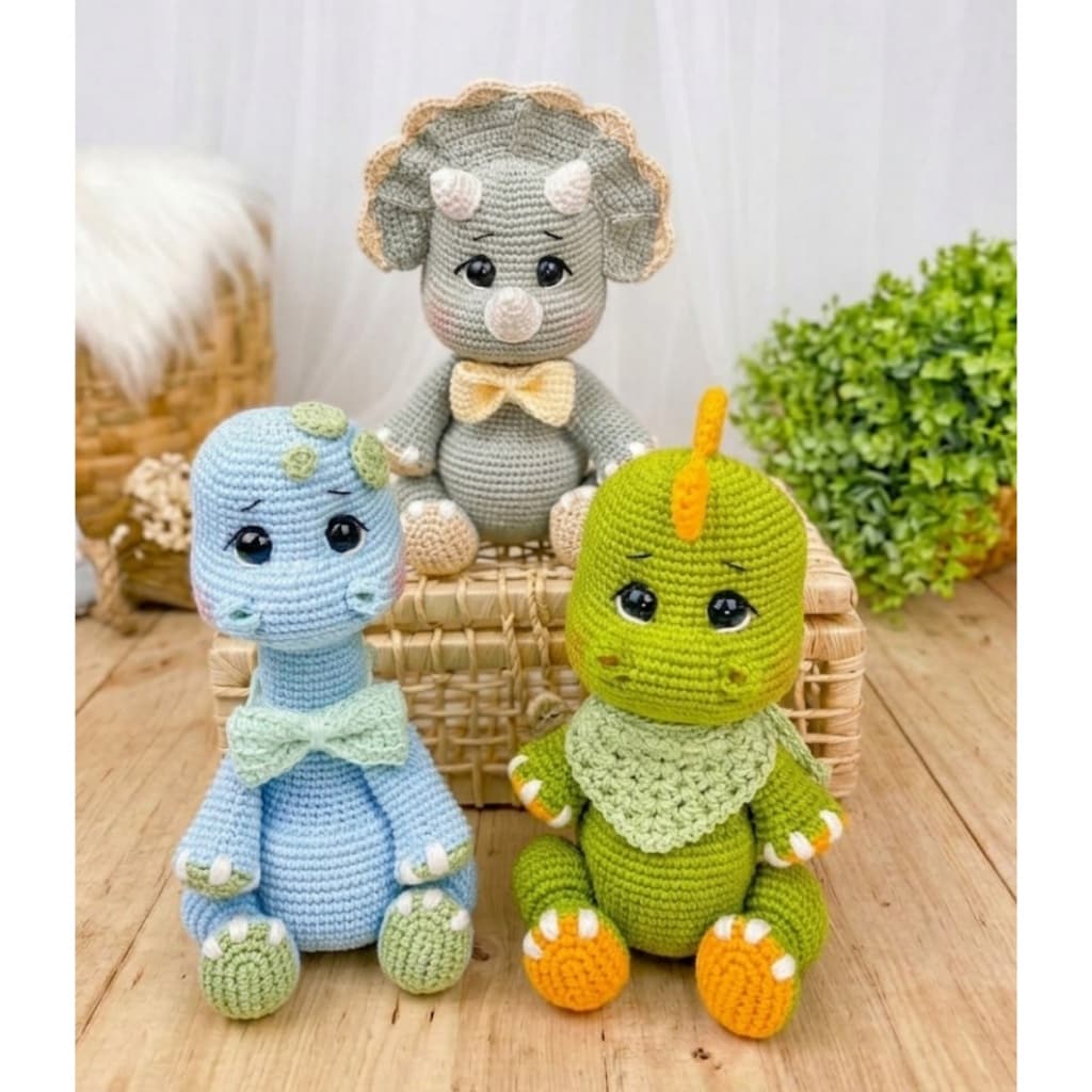 Kit dinossauros amigurumi croche | Decoração infantil menino