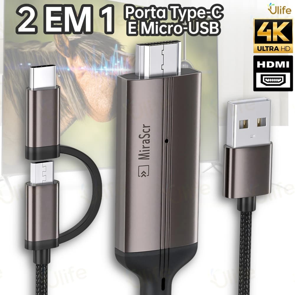 HDMI USB C Adaptador 4k 2 Em 1 Conversor Para Dispositivo streaming de TV para celular Android e tablet em HD para-UF