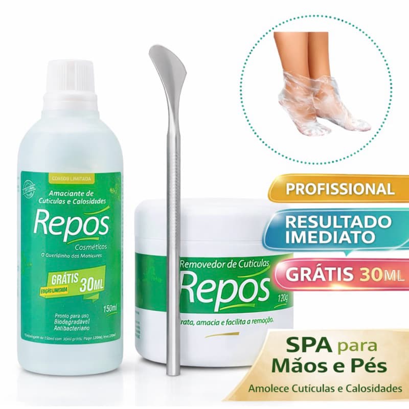 Spa Dos Pés Amaciante De Calos + Creme Hidratante Para Cutículas E Calos + 6 Botinhass