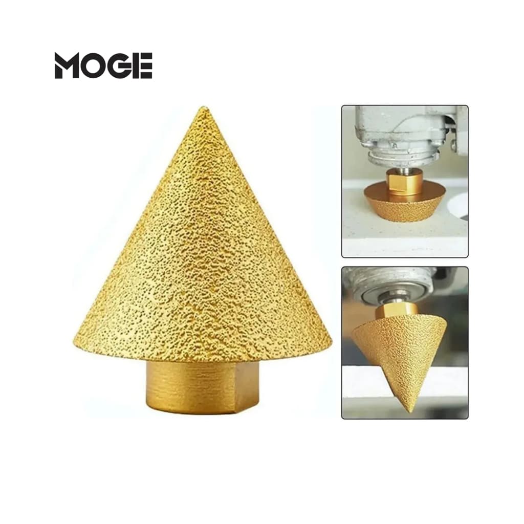 Broca Diamantada Cônica M14 50mm | Chanfro e Alargamento | Porcelanato Granito Mármore | Esmerilhadeira