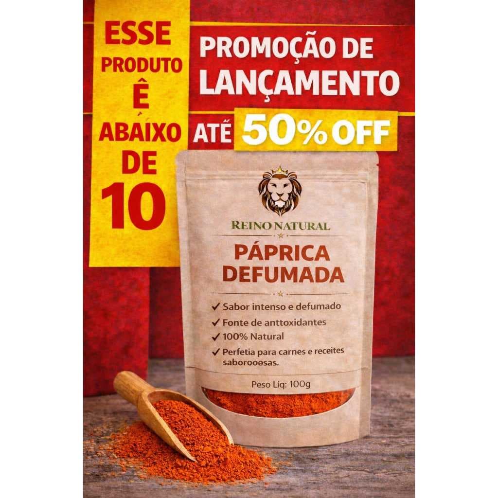 Tempero Páprica Defumada Reino Natural  | Tempero Picante para Carnes, Frango e Churrasco | Sabor Intenso