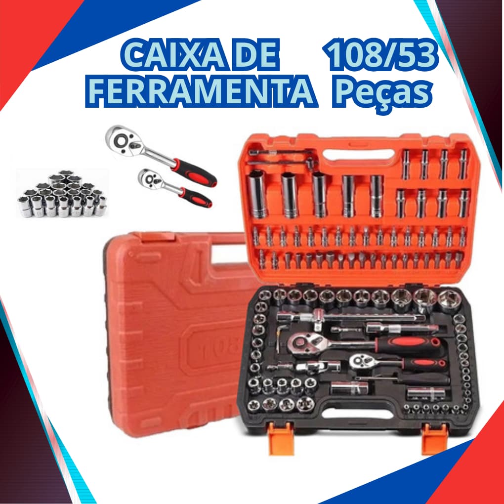 53 Peças / 108 Peças Jogo De Chave Catraca Caixa De Ferramentas Completa Reversível Soquetes Maleta