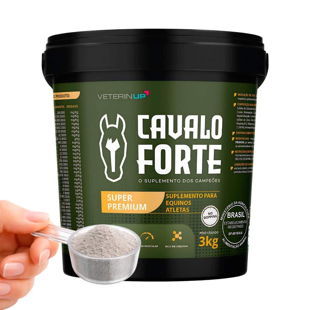 Suplemento Cavalo Forte Super Premium 3kg Suplemento para Equinos com 4x Mais Creatina, Ômega 3, Vitaminas e Minerais