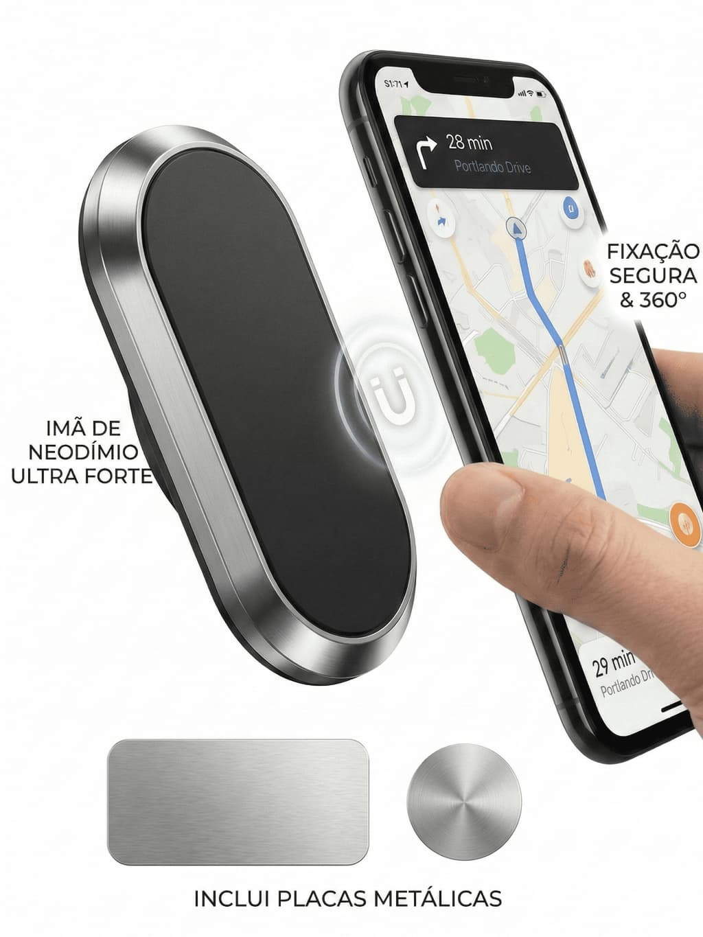 Suporte Celular Carro E Moto Magnético Imã 360 Forte Universallll