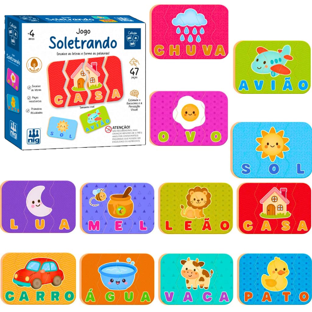 Brinquedo Educativo Jogo de Encaixe Soletrando Brinquedo Montessori