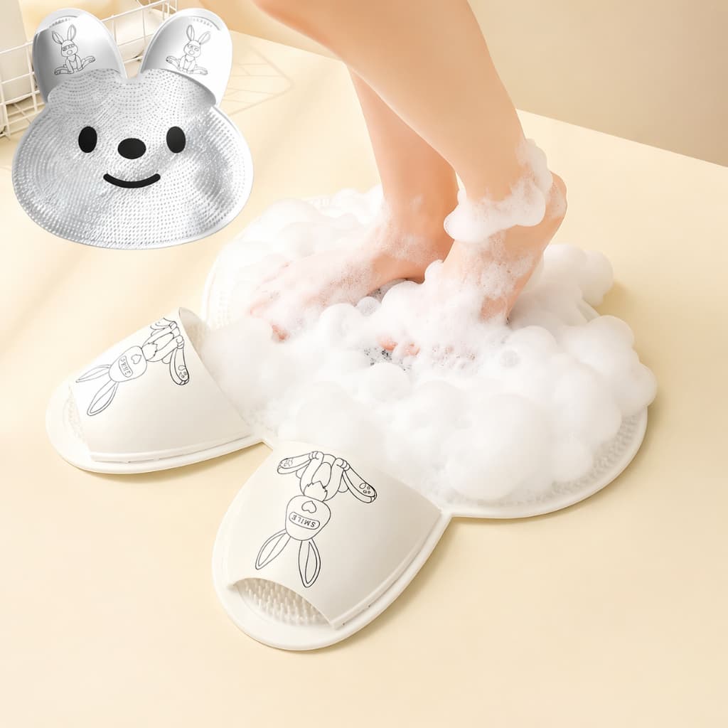 Tapete Coelho Antiderrapante Box Banheiro Lava Pés Ventosa Limpeza Massagem Silicone GRANDE/PEQUENO