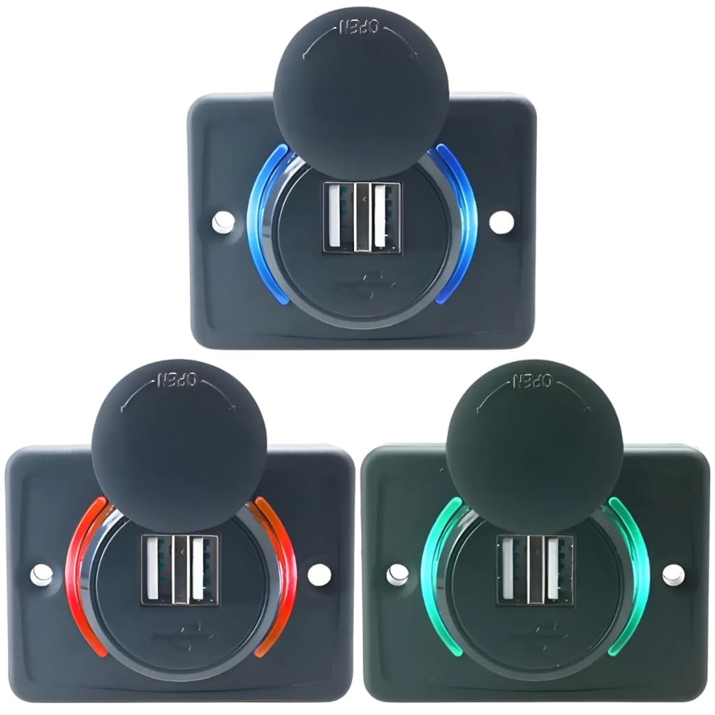 Porta USB Dupla 3.1A Carregador De Carro Com Abertura LED Motorhome/yacht 12-24V universal