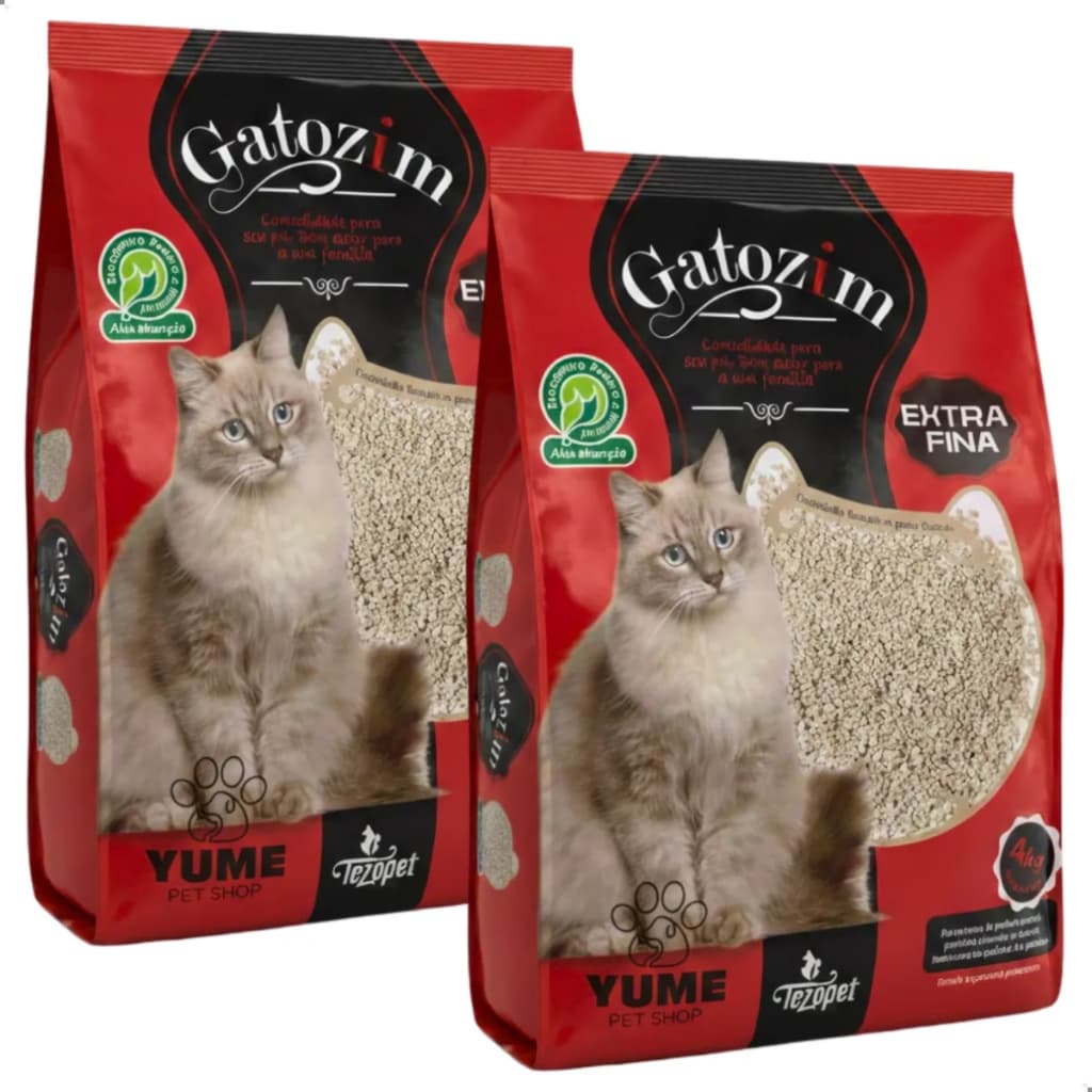 Kit 2 Areias Sanitária - Gatozim 4kg - Natural. Extra Fina