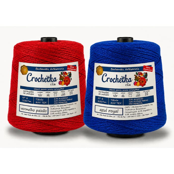 2 Cones Barbantes Crochétka 1kg Para Crochê - Qualidade E Maciez - fio 6 ou fio 8