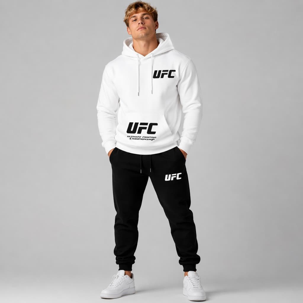 Conjunto Moletom Calça+Blusa Agasalho Moletom Blusa Frio Unissex UFC Lançamento Tecido Premium