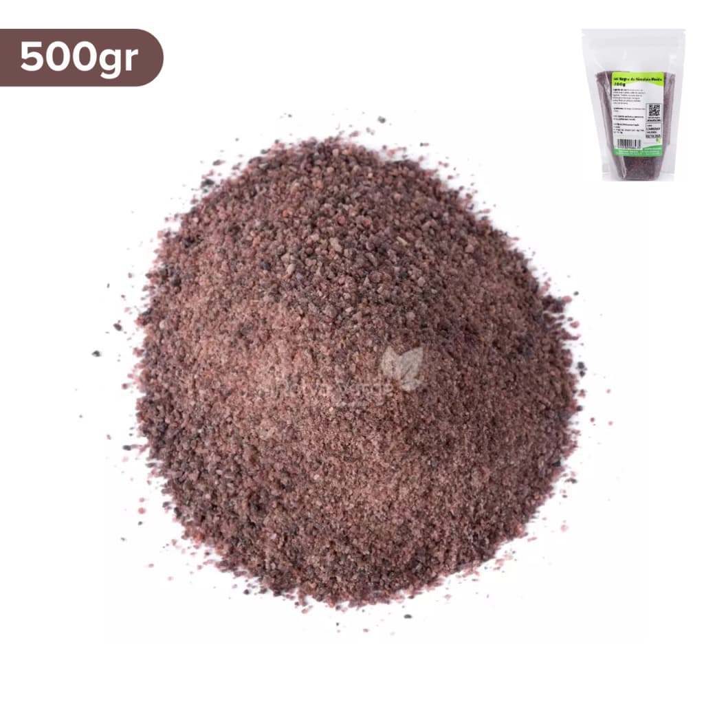 Sal Negro Do Himalaia Moído 500g Fino Natural Para Receitas Veganas Tofu Mexido Temperos E Molhos Premium