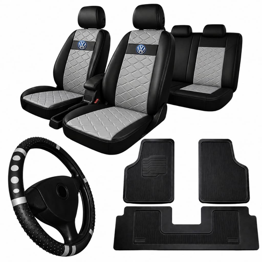 kit Capa de Banco de Carro Couro + tapete automotivo Gol Voyage Fox Golf Parati Polo Santana Saveiro