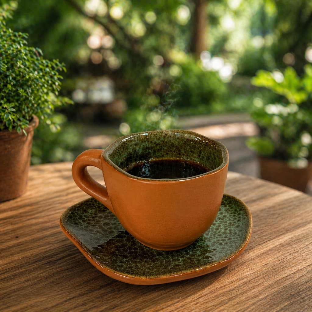 Kit 6 Xícara De Café 140ml Com Pires Cerâmica Orgânica Premium Design Sofisticado