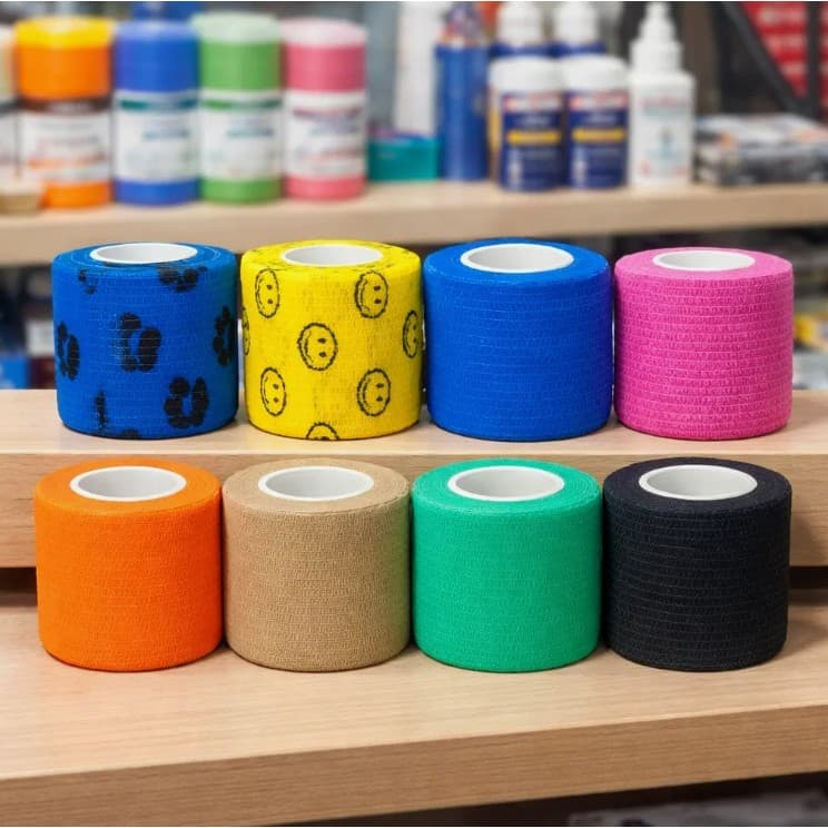 Kit 4un Bandagem Elástica Flexível S/ Látex 5cm Várias Cores Atadura adesiva tape antialérgico Thumb tape finger atleta