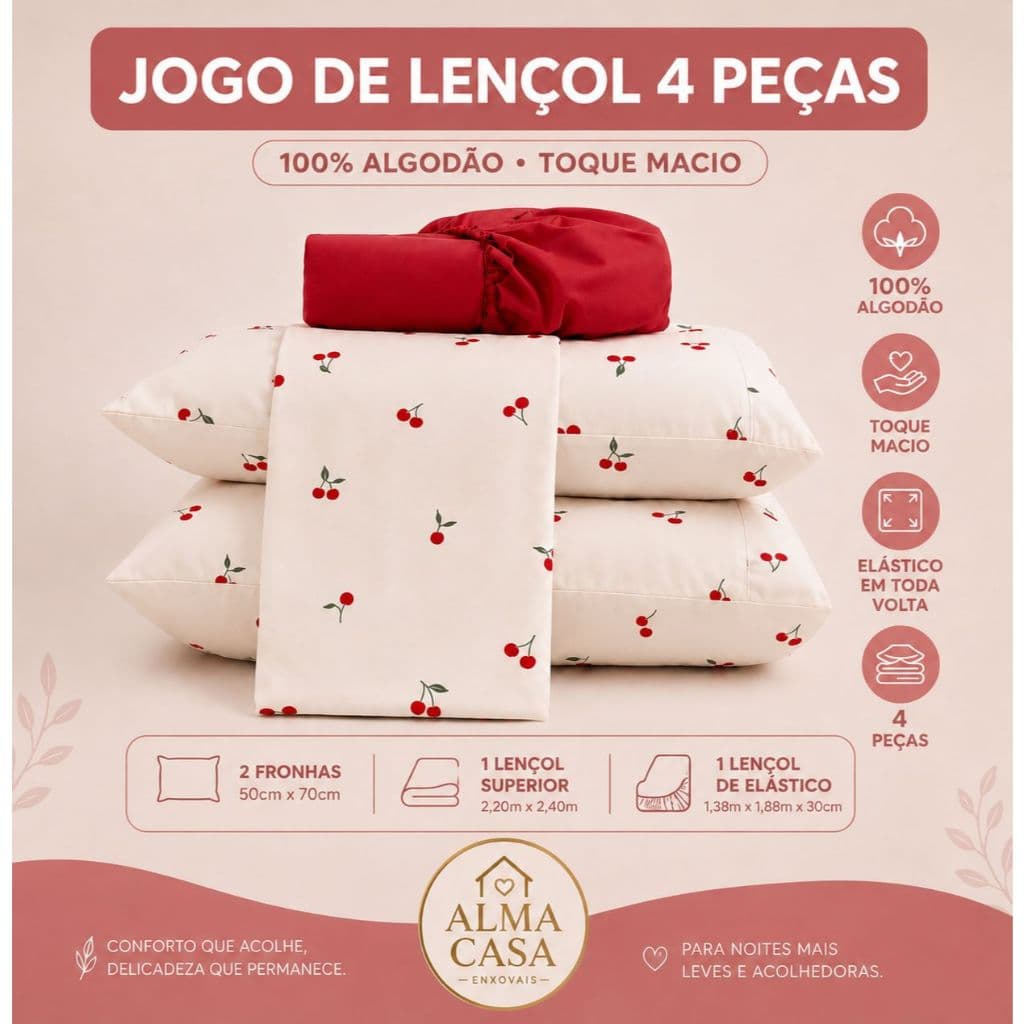JOGO DE LENÇOL 4 PEÇAS CASAL QUEEN KING 200 FIOS 100% ALGODÃO ESTAMPADO PREMIUM