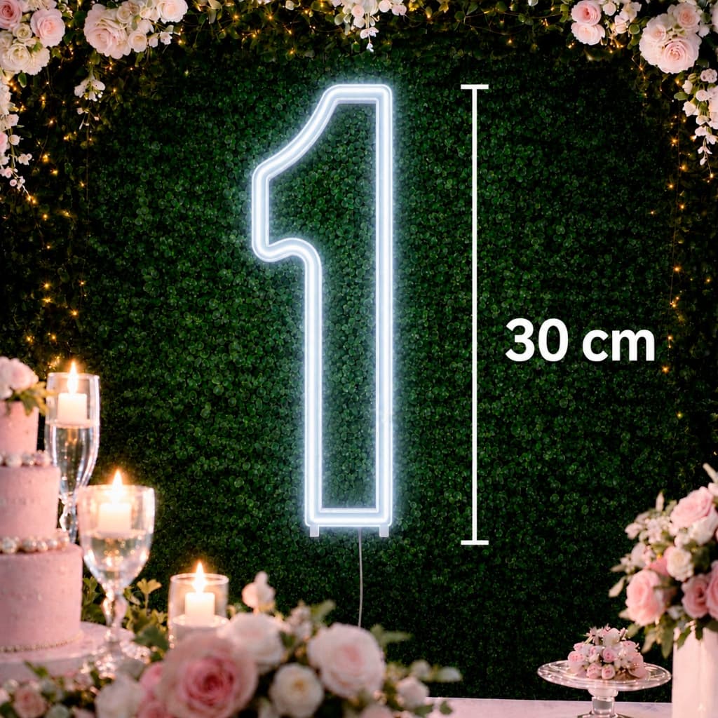 Luminária Led Neon Número 30cm - 0 a 9 - Decoração Festa Aniversário Painel Luz Iluminação