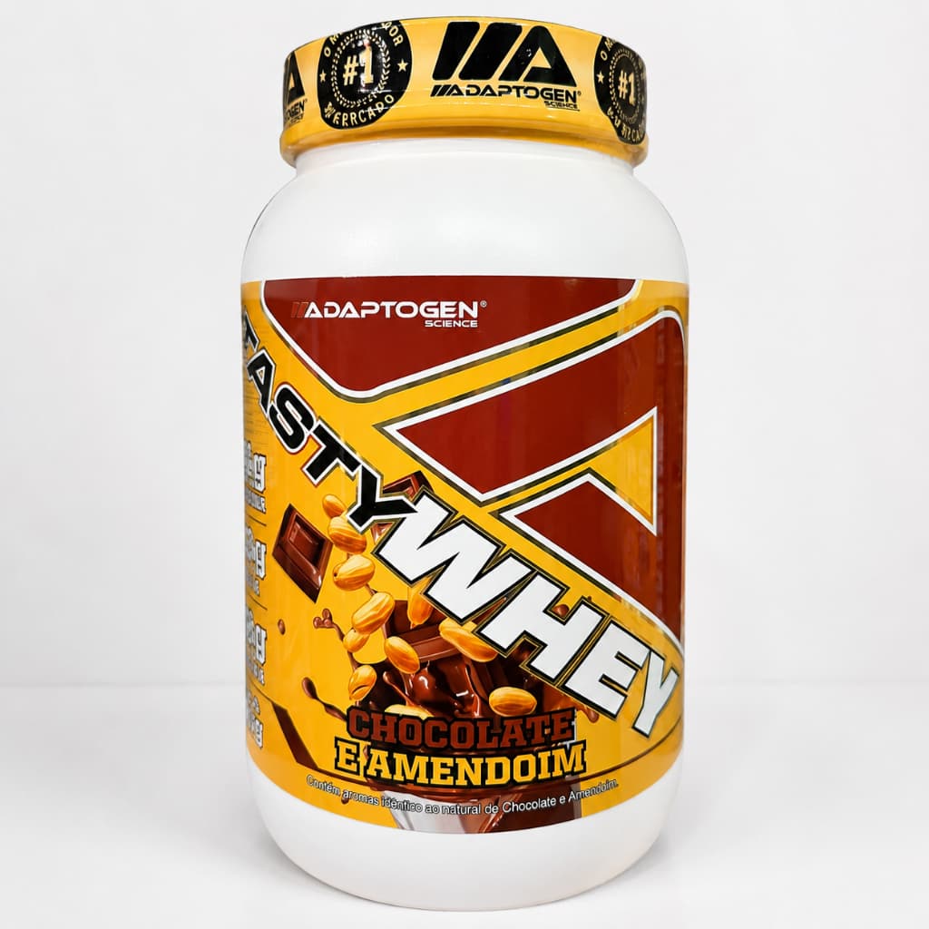 Whey Protein Tasty Whey Chocolate e Amendoim 900g Adaptogen 24g Proteína