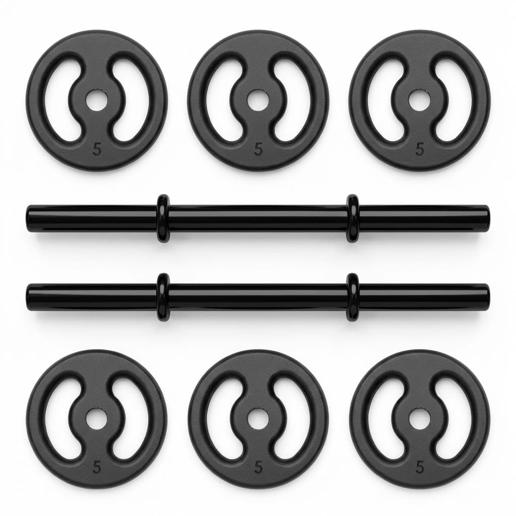 KIT 2 BARRAS 45CM COM 6 ANILHAS 5KG MUSCULAÇÃO ACADEMIA FITNESS TREINO FUNCIONAL CROSSFIT CASA GYM