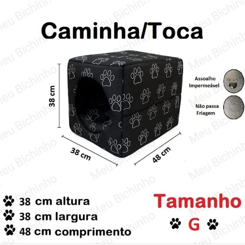Cama Casinha Toca Caminha tipo Iglu para cachorros e gatos, fundo impermeável tamanhos P, M e G
