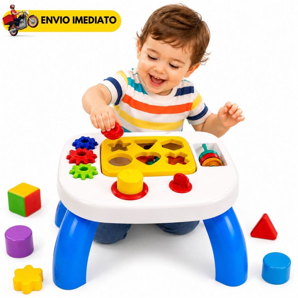 Mesinha Infantil Didática Educativa Formas Geométricas Sensorial Mesa Divertida Atividades Interativas Brinquedo Bebê