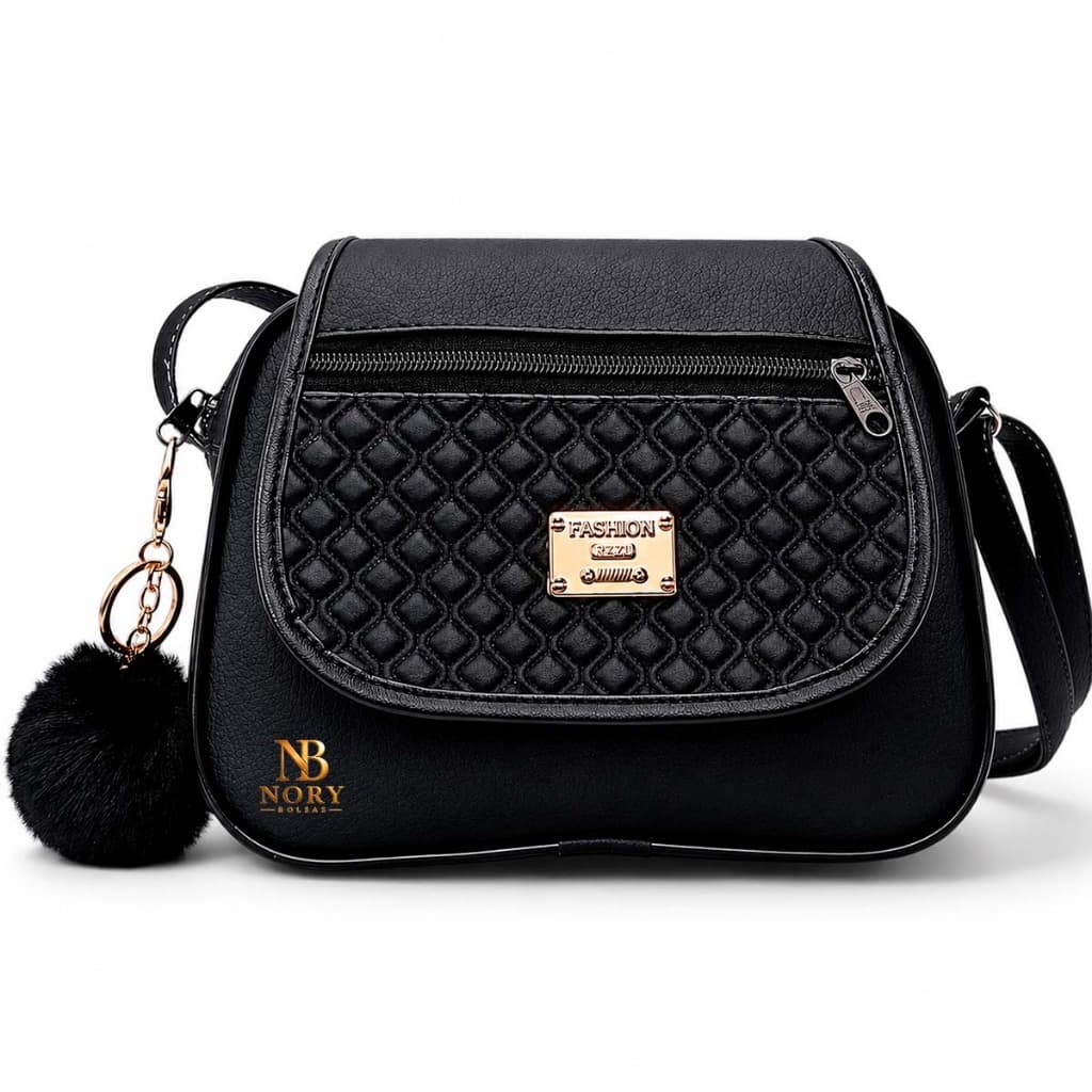 Bolsa Transversal Compacta Feminina Couro Sintético com Pingente Luxo